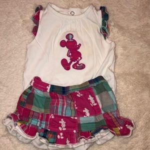 Plaid Mickey outfit pink and blue